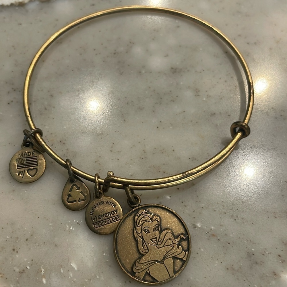 Alex and Ani Walt Disney Princess Belle Charm Adjustable Bangle Bracelet